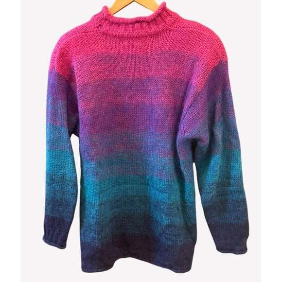 Vintage Mohair Ombre Sweater Sz M Artsy Cozy  Indie Colorblock Knit Pullover - Picture 4 of 7